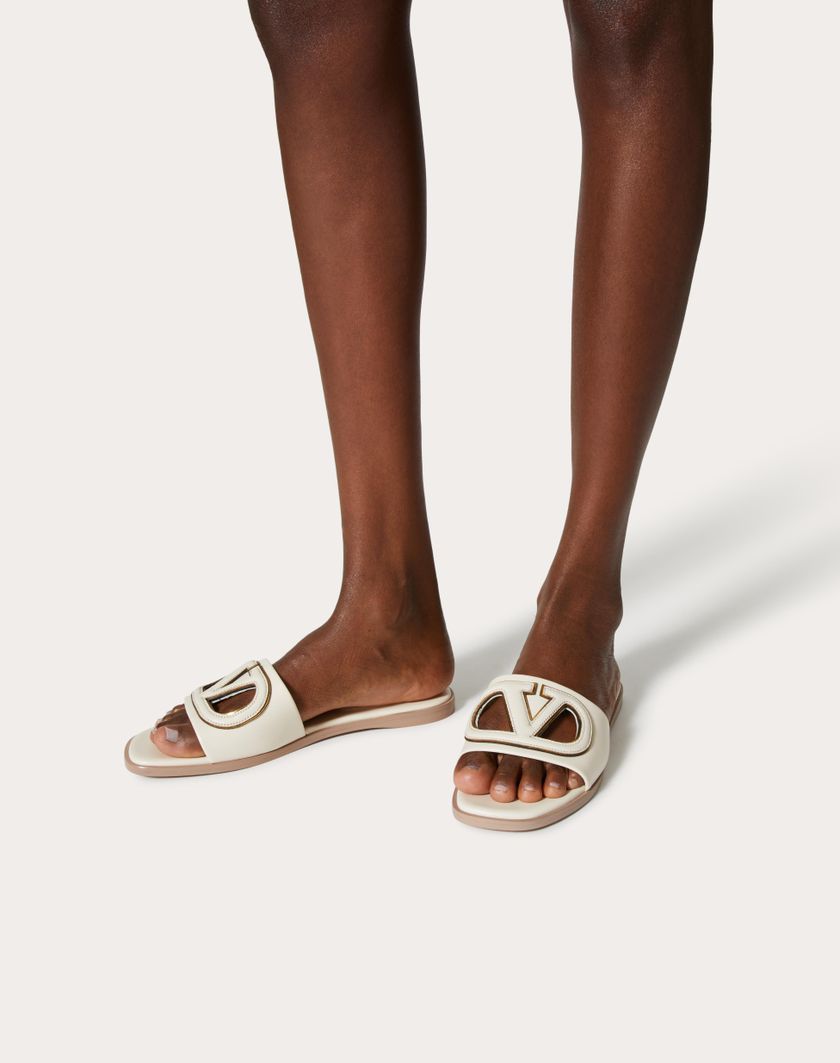 VLOGO CUT-OUT CALFSKIN SLIDE SANDAL - Image 6